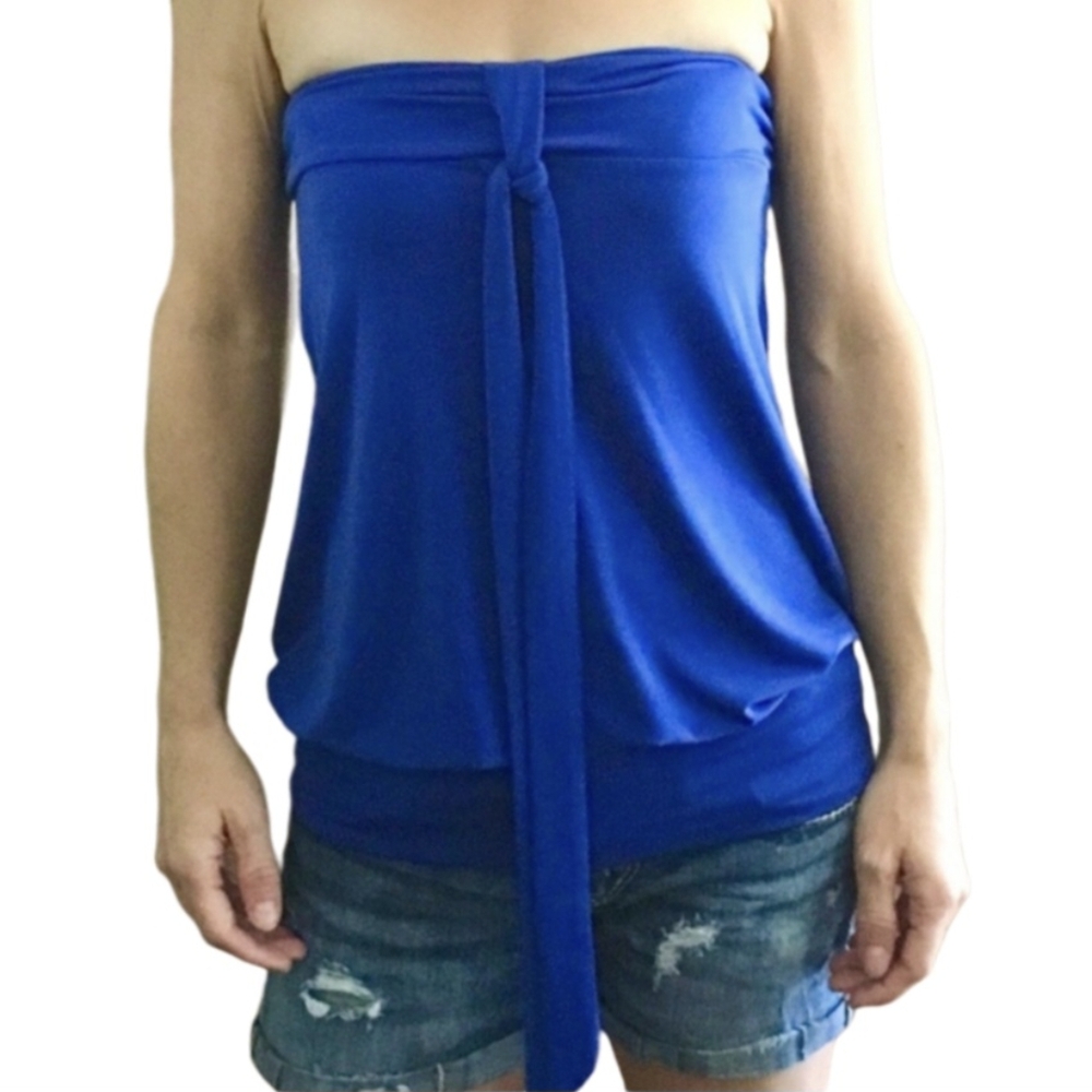 EXPRESS Reversible Blue Halter Strapless Tube Tank Top Juniors Size Small - Picture 4 of 11